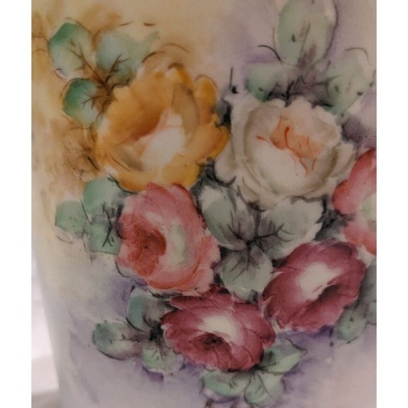 Vtg Kleine Co Vase Art Pottery Roses Handpainted Signed M. H. Davis Floral Gold - Picture 6 of 16